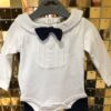 baby boy bodysuit with knitted bow tie & pant set