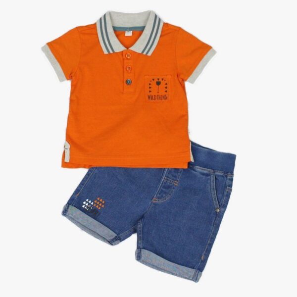 Baby Boys Safari Polo Shirt & Denim Short outfit