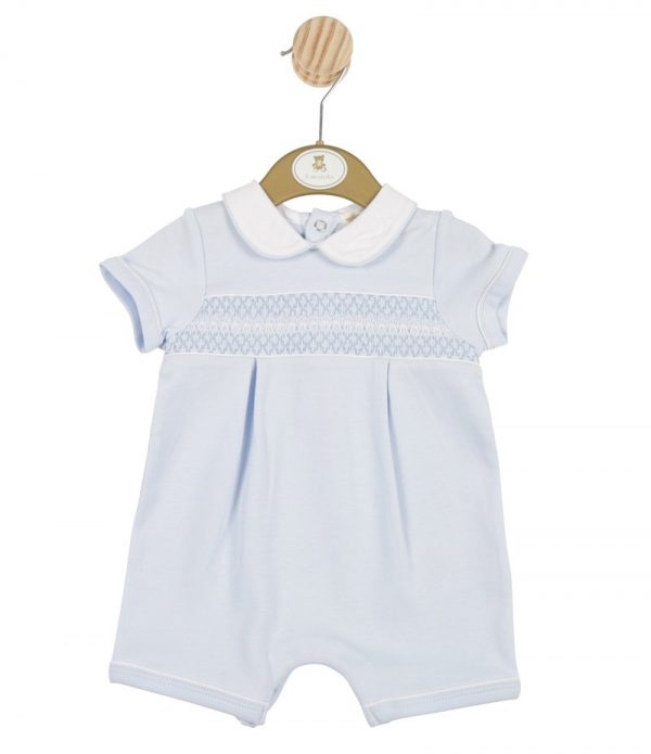 Boys blue Romper with white collar