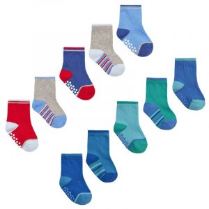 Baby Boy 5 Pack Heel Toe socks with Gripers