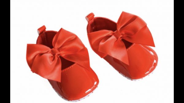 Baby Girls Red Shiny Pram Shoes