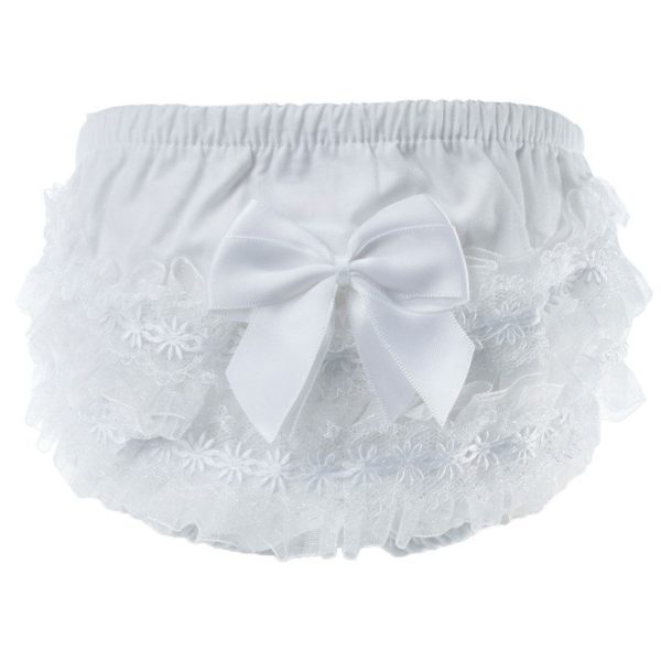 White Cotton frilly pants